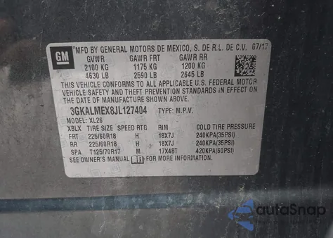 2018 GMC Terrain Sle из США, поврежденный, VIN 3GKALMEX8JL127404